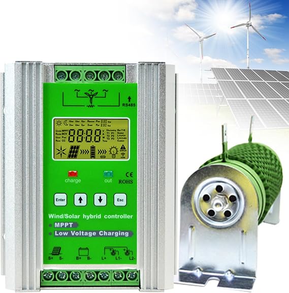 Wind Solar Hybrid Charge Controller 3000W-10000W, 12V/24V/48V Regulator MPPT Wind Solar Hybrid Boost Controller, for Wind Turbine Generator Charger Battery,12V-3000W