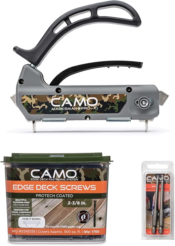 CAMO MARKSMAN Pro-X1 Kit, Deck Tool, 1750 Edge Screws & Bits, Edge Fastening Installation, 1/16" Spacing, Fits 5-1/4-5-3/4" Wood Decking (0345002)...