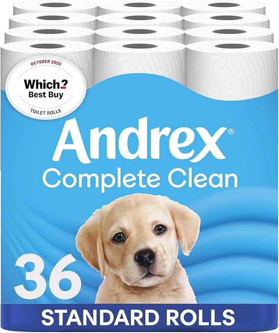 Andrex Complete Clean Toilet Roll - 36 Toilet Rolls, Bulk Buy