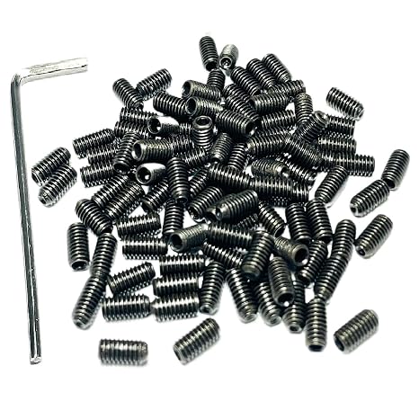 100pcs Set Screws M4 x 8mm 304 Stainless Steel Allen Head Hex Socket 4X8mm Set Screws Grub Hex Head Sockets with M2 Allen Wrench.(8mm Length)