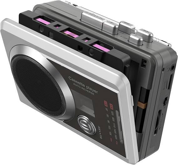 Portable Cassette Player Recorder AM/FM Radio, Compact Cassette Tape Player with 3.5MM Headphone Jack, Built-in Speaker, Battery/USB Powered