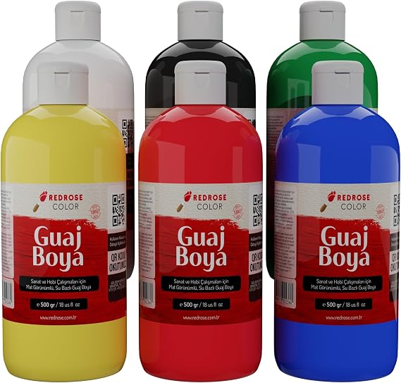 Ana Renkler Guaj Boya 6'lı Set 6x500gr