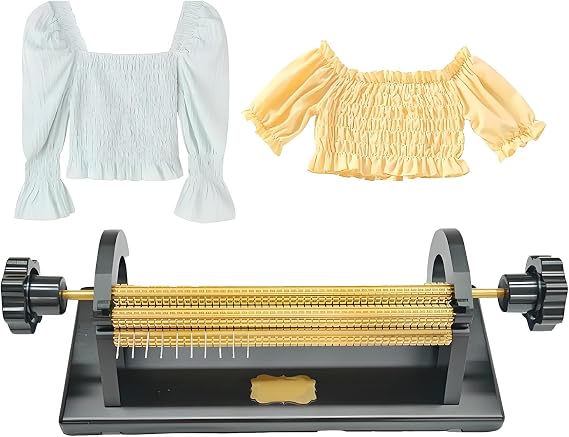 24 Row Adjustable Smocking Pleater,Smocking Pleater Single Machine w/47 Needle Positions,Adjustable Fabric Length,Supports 0.2-9.4 Inches Fabric Widths