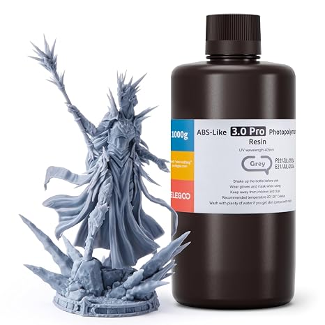 ELEGOO ABS-Like Resin 3.0 Pro, 3D Printing Resin with Higher Scratch-Resistance, High Toughness, High Precision, Fast Curing 405nm UV Resin for MSLA/LCD/DLP 3D Printers, Grey 1000g