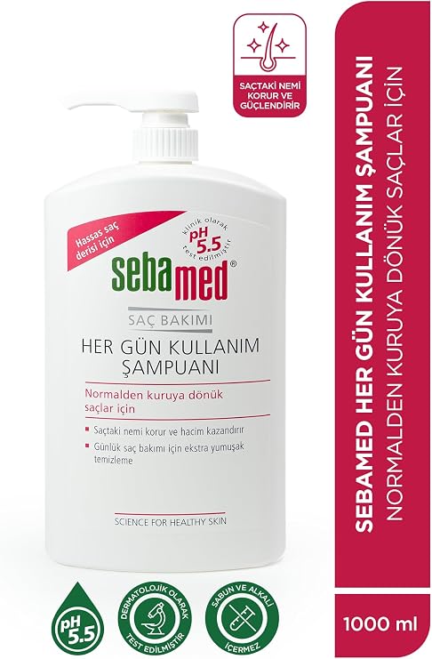Sebamed Besleyici Onarıcı Kuru ve Hassas Saç Tipine Özel Her Gün Kullanım Günlük Saç Bakım Şampuanı 1000ml