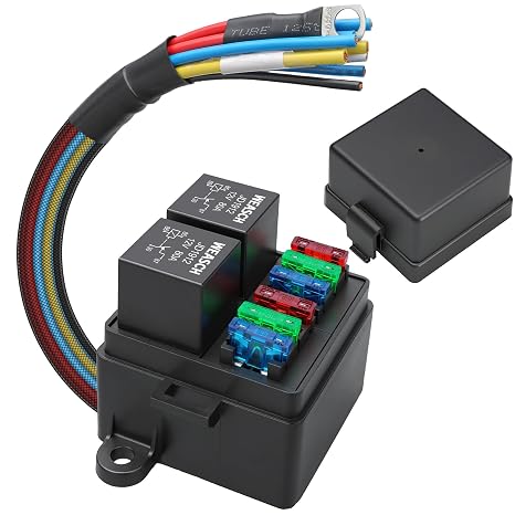 12V 6 Way Pre-Wired Fuse Relay Box Kit with Two 80A 4-Pin Relays