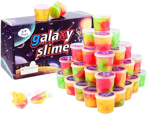 24 Pack Galaxy Slime Putty, Party Favors for Kids, Non-Sticky Galaxy Slime Packs, Party Favors for Kids Goodie Bag Stuffers, Stress Relief Toy for Girl and Boys 6 7 8 9 10 11 12