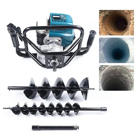 Dyrabrest 52cc Gasoline Engine Single-Cylinder Gasoline Post Hole Digger Borer Fence Ground Drill 4"/ 8" Bits and 12" Extension Bar