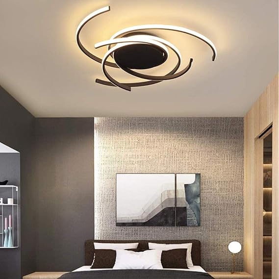 Modern LED Dimmable Ceiling Light with Remote Control Kitchen Island Lamp Dining Table Creative Spiral Flower Shape Design Metal Acrylic Ceiling Chandelier Lighting for Living Room Bedroo... [Energy Class F]
