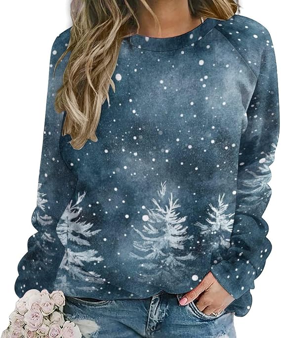 ZOCAVIA Womens Crewneck Sweatshirts Fall Winter Long Sleeve Pullover Tops Casual Halloween Christmas Graphic Oversized Shirts