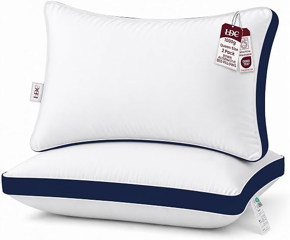 Queen Pillows 2 Pack Hotel Bed Pillows Down Alternative Gusseted 26x18