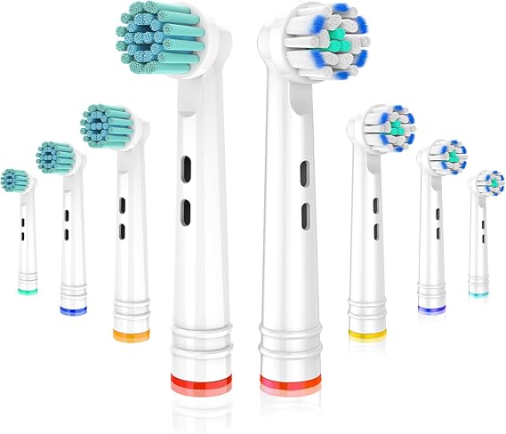 Oral B Braun Elektrikli Diş Fırçaları ile Uyumlu Yedek Diş Fırçası Başlıkları, 8 ADET, Ultra İnce Kıllar, Oral-B Kolları için Yuvarlak Kafa Model 3756 3757 3744 3765 3772 4729