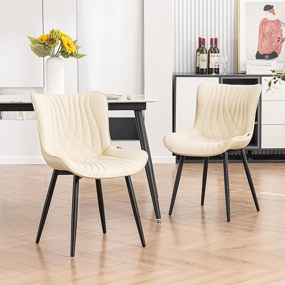 Kidol & Shellder Modern PU Leather Upholstered Dining Chairs Set of 2