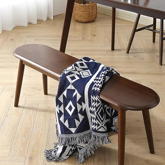 Dining Bench,Wooden Living Room Dining Bench,Bedroom Bench End of Bed with Rounded Corner,Midcentury Solid Wood Hallway Bench Seat for Bedroom,Dining Room,Entry Way,Kitchen(100x28x40cm)