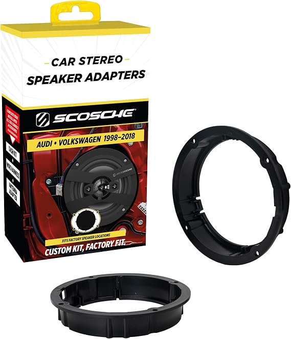Scosche SAVW6 5.25-6.5 Speaker Adapters Compatible with Select 1998-2018 Audi and VW Vehicles - 5 1/4" to 6 1/2" Adapter Spacer for Car Door Speakers - Sold in Pairs - See Images for Vehicle List