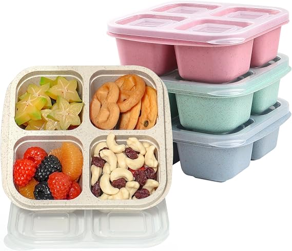 Pack of 4 Snack Containers, Reusable Bento Snack Box, 2 Cup Capacity, BPA