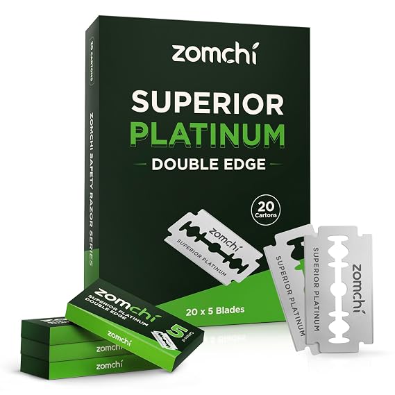 Double Edge Razor Blades, 100 Counts Safety Razor Blades for Shaving, Platinum Stainless Steel Shaving Blades for Men and Women, Fits All Standard Double Edge Razors