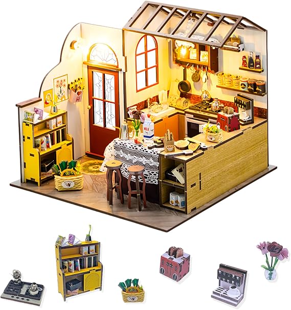Cozy Kitchen or Charming Bakery DIY Miniature Dollhouse Kit | Detailed & Heartwarming Design (Peta's Kitchen)