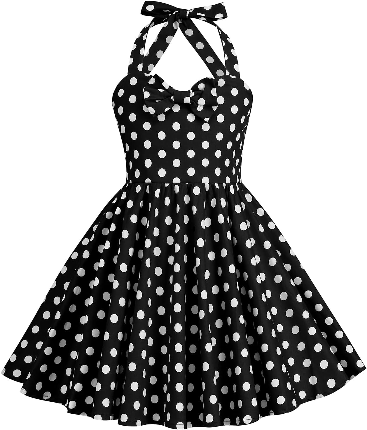 1950s Vintage Dresses for Girls Halter Dress Sleeveless Bowknot Heart Neck 4-12 Years