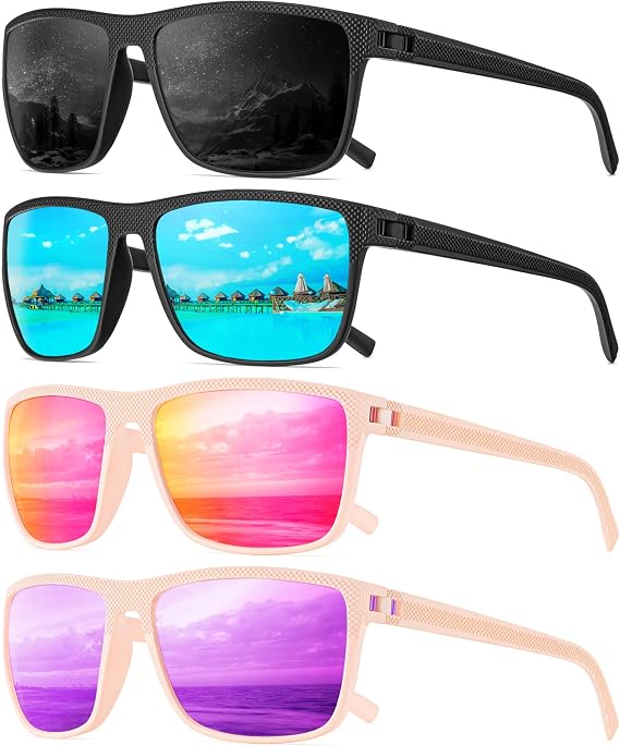 Polarized Sunglasses-Men-Women Mens Sunglasses: Classic Sun Glasses with UV Protection Driving Fishing Golf 4 Packs