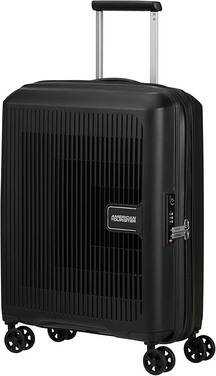 American Tourister Aerostep - Spinner S, Expandable Carry-On Luggage, 55 cm, 36/40 L, Black (Black)