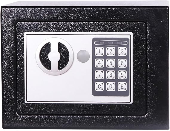 Small Value Digital Safe Electronic Home Safe Box,Lock Box, Cash Box, Security Box Solid Steel for Office or Home Use/Bei ,Black