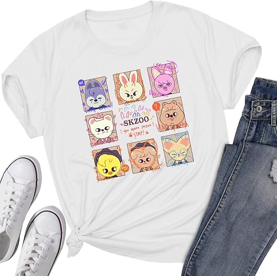 SKZ Tshirt Bangchan Jisung Felix Hyunjin I.N Changbin Seungmin Merch Tops for Women Men