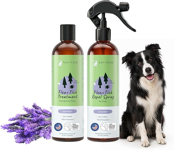 kin+kind Flea & Tick Spray & Shampoo Kit for Dogs, Lavender Mint