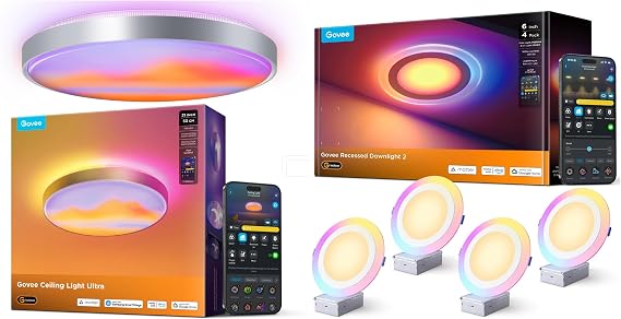Govee Smart Recessed Lighting 6 Inch Bundle Ceiling Light Ultra 21 Inch