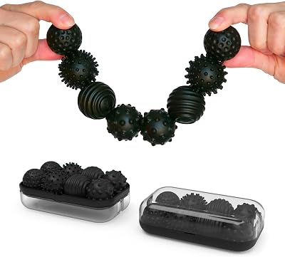 ONO Signets Silicone Magnetic Balls with Textured Dimples, Bumps, and Waves | Fun to Play with Fidget Toy for Adults | Help Relieve Stress, Anxiety, Tension Onyx, Set of 8
