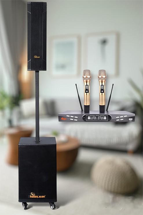 IPS-T3 4000W All-in-one Portable Tower Powered Speaker with Dual Wireless Microphones UHF-630 Karaoke System