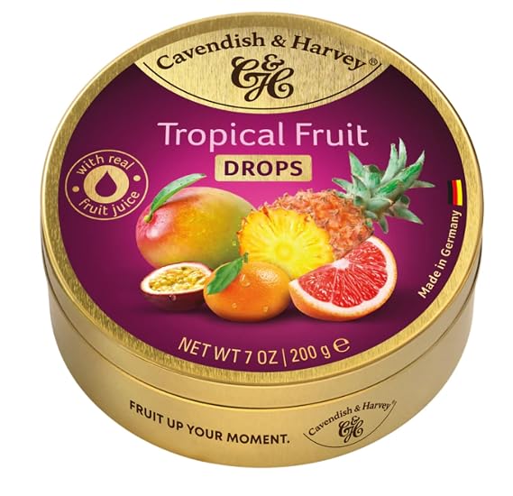 Cavendish & Harvey Tropical Fruit Drops 7 oz. Tin (1 tin) by Cavendish