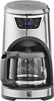 Kenmore Elite Drip Coffee Maker - 12-Cup Programmable Coffee Machine With Glass Pot, Pause and Pour, Auto Shut-Off, Large Water Reservoir, Reusable Filter, Dishwasher Safe Carafe, Percoladora de Cafe