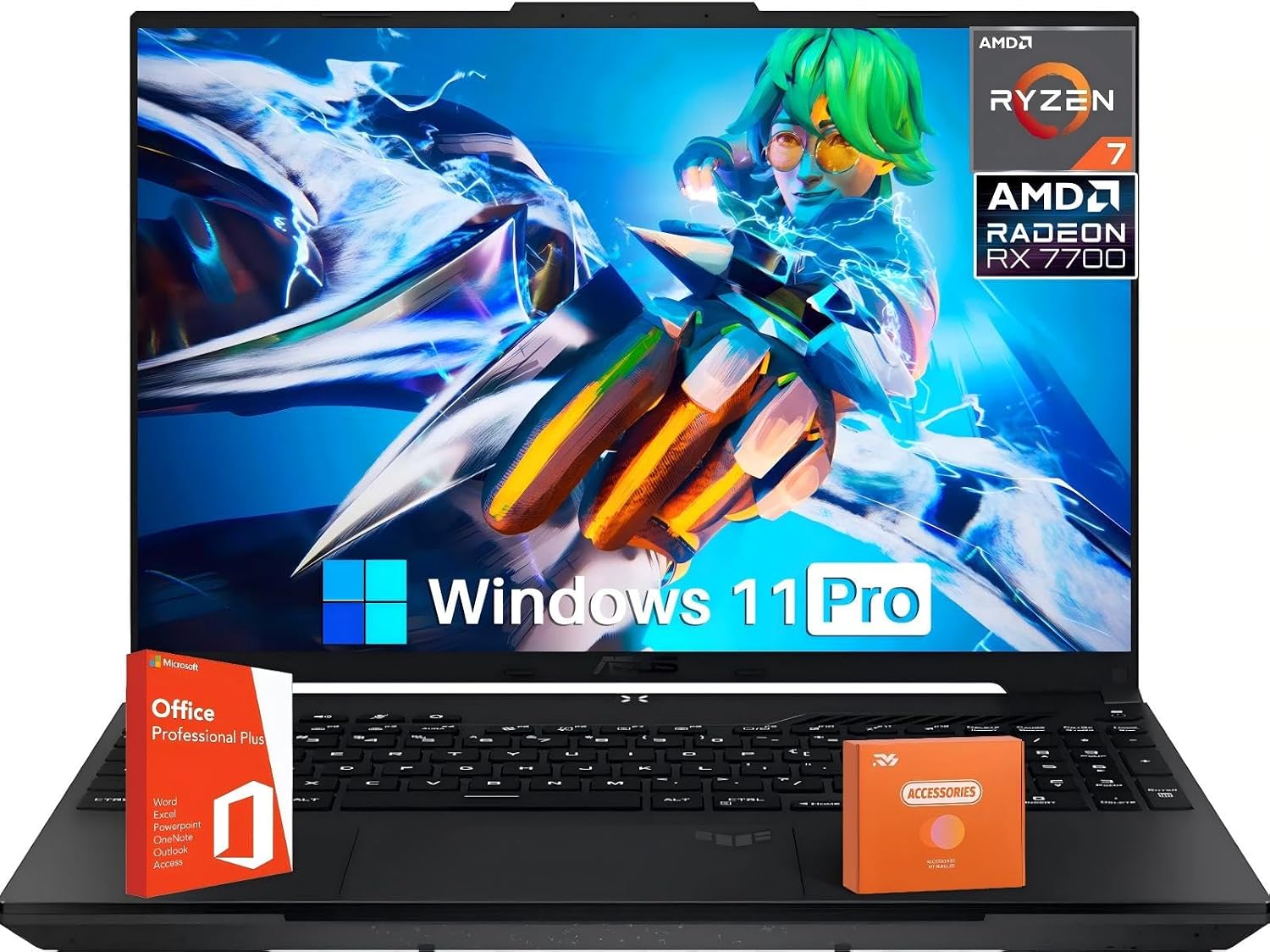 ASUS TUF A16 Gaming Laptop, 16 FHD 165 Hz, AMD Ryzen 7 7735HSUp to 4.75 GHz, Beat i7-13620H, Radeon RX7700S 8 GBBeats RTX 4060, 64 GB DDR5, 2 TB SSD, Win11 Pro, Office Pro Lifetime License
