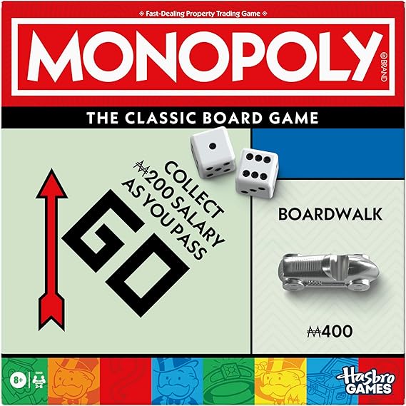 Monopoly Masa Oyunu | Depolama Tepsisi ve Daha Büyük Jetonlu Klasik Oyun | 8+ Yaş | 2 ila 6 Oyuncu | Çocuklar ve Yetişkinler için Aile Oyunları | Çocuk Hediyeleri