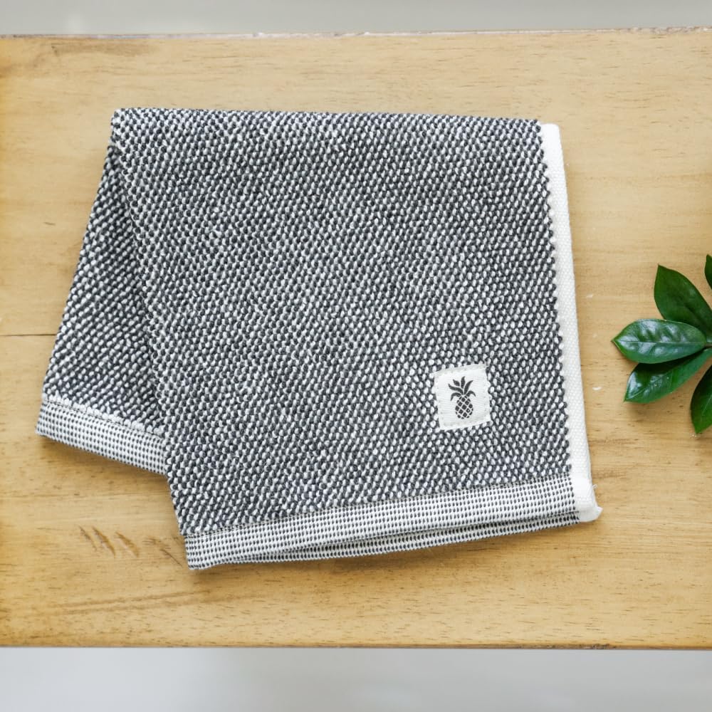 Cariloha Two Toned Washcloth | Black Sand | 12x12 | Turkish Cotton & Viscose Material Blend | Extra Smooth, Odor Resistant and Highly Absorbent