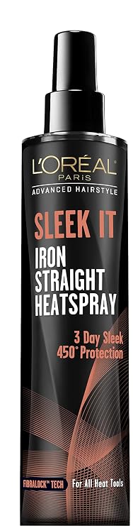 L'Oreal Paris Advanced Hairstyle Sleek It Iron Straight Heat Spray, 5.7 Ounce