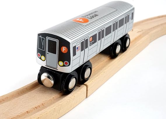MUNI PALS New York City Subway Wooden Railway (B Division) F Train/6 Avenue LocalChild Safe and Tested Wood Toy Train