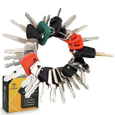 25 Heavy Equipment Master Key Set, Construction Heavy Equipment Key for Cat Caterpillar John Deere Case Bobcat JLG JCB Volvo Hyster Ford New Holland Yanmar Takeuchi Kubota Komatsu Toyota Hitachi