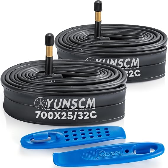 YUNSCM 700x25C/28C/32C AV48mm Bike Tubes 700C Bicycle Tubes Premium Butyl Rubber Compatible with Road, Gravel, Hybrid Bike Tire Tubes Schrader Valve 2-PCS