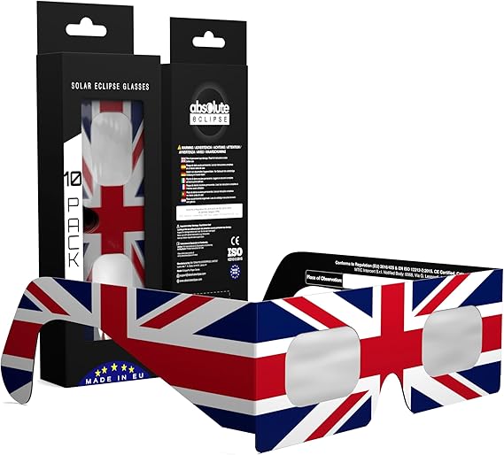 Solar Eclipse Glasses ISO 12312-2 & CE Certified – Safe Solar Viewing for Direct Sun & August 2026 Eclipse | Paper Cardboard Frame, Made in EU | For Kids & Adults