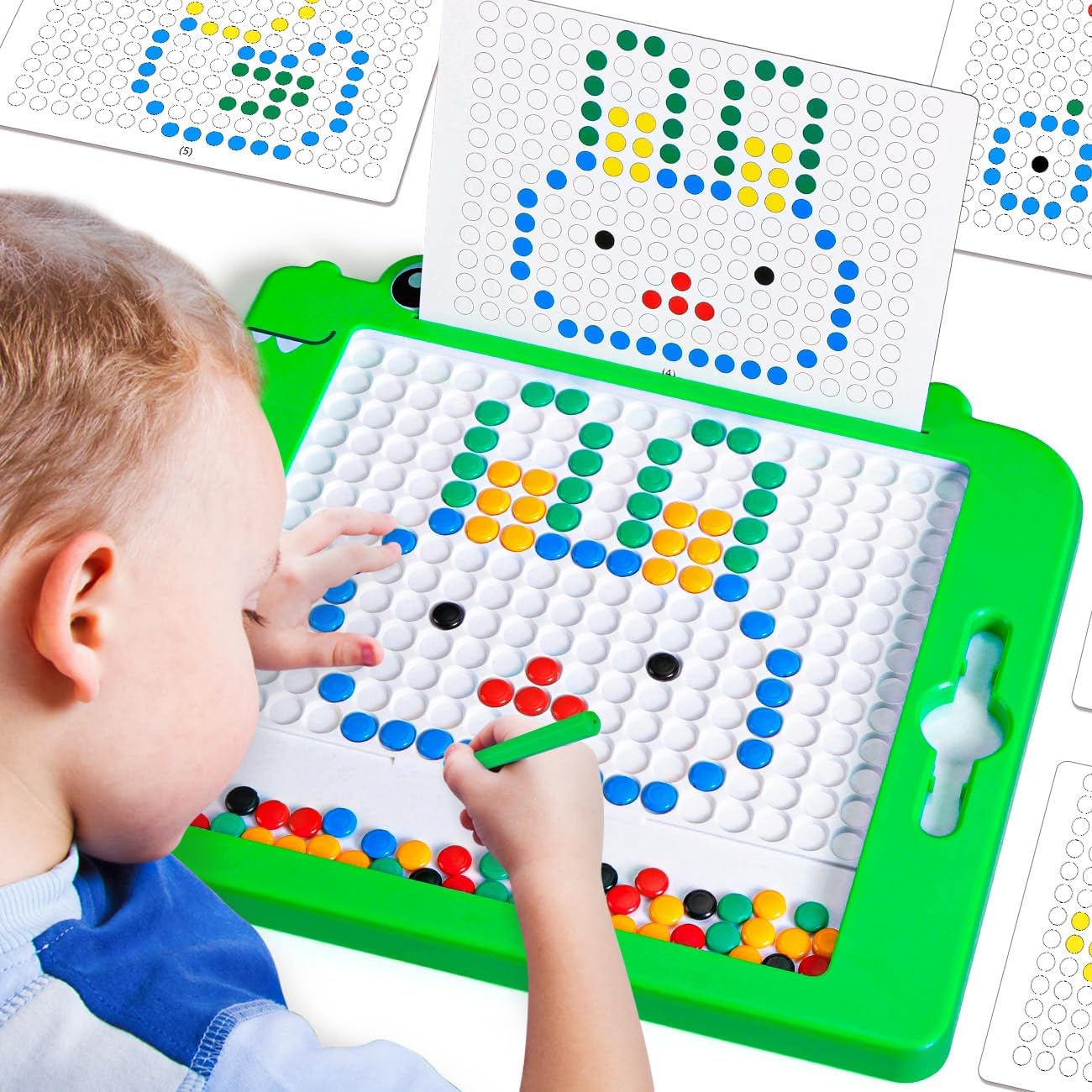 Magnetic Drawing Board Toys for 3-6 Year Old BoysDoodle Board Educational Toddler Toys Age 2-4Dinosaur Travel Toys for Kids 3-5Magnetic Dot Art Birthday Gifts for Girls 4-8