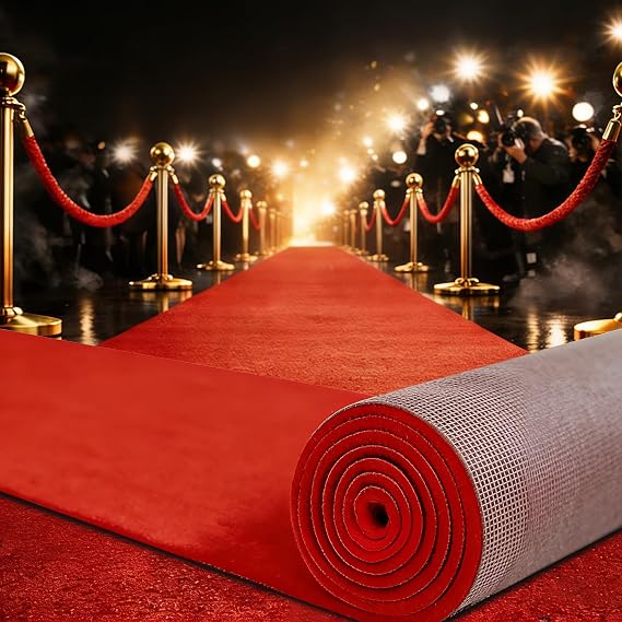 EZLucky 3x10 ft Red Carpet Runner for Party, 450GSM Heavy Duty Aisle Rug with Non-Slip Rubber Backing, Waterproof Walkway for Wedding Prom Hollywood Oscars Steps Graduation