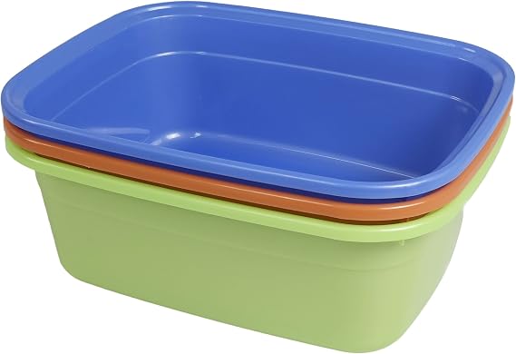 14 Quart Plastic Non-Slip Dish Basin Pan, 3-Pack