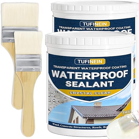 Waterproof Sealant 70 Oz Clear, TUFINEIN Transparent Waterproof Coating Water-Based Invisible Agent Roofs, Walls, Garden, Terraces Indoor & Outdoor