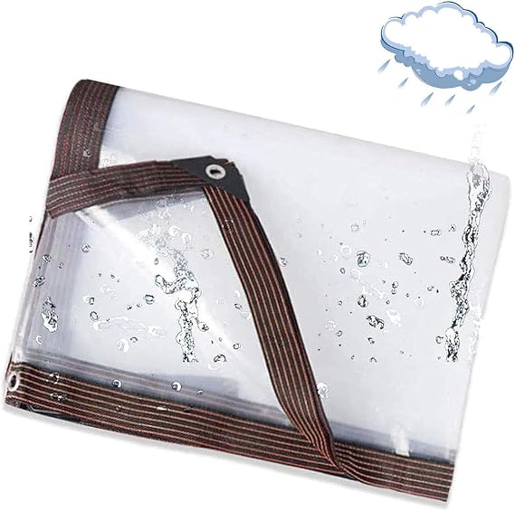 Waterproof Transparent Tarps 33ft, Heavy Duty Outdoor Transparent Tarpaulin, Clear Tarpaulin Reinforced Eyelets Emergency Rain Shelter, Outdoor Cover and Camping Use