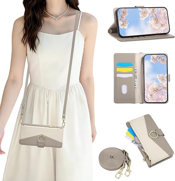 Galaxy S22 Ultra Case Notebook Type for Galaxy S22 Ultra Smartphone Case Wallet Type Stylish Splicing with Shoulder Strap SC-52C SCG14 Case Coin Purse Card Storage Stand Function Shoulder
