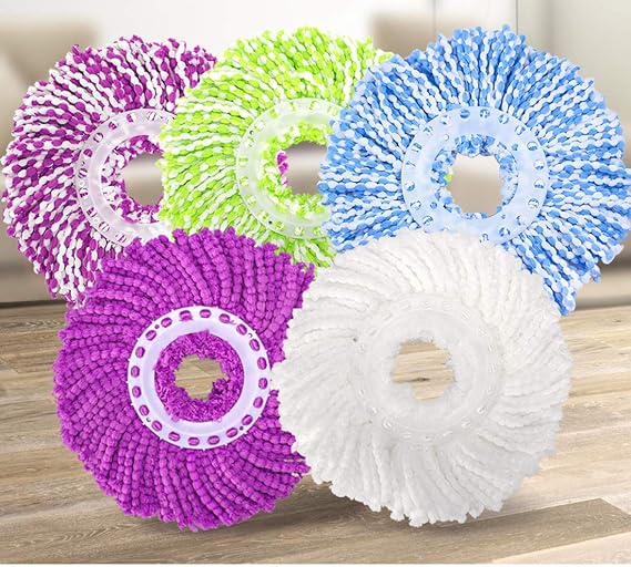 5 Replacement Mop Micro Head Refill for 360 Spin Magic Mop-Microfiber Replacement Mop Head-Round Shape Standard Size