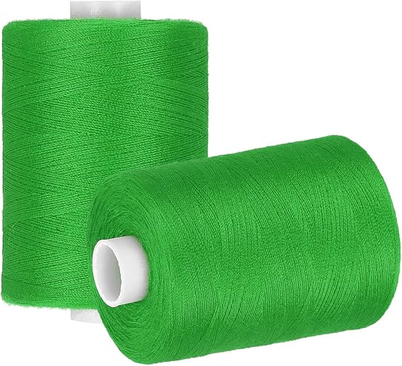 sourcing map 2 Spool Sewing Thread, Green #204 Polyester Thread Prewound Bobbins for Sewing Machine Hand Stitching Quilting Emergency DIY Projects, 1000 Yards/Spool