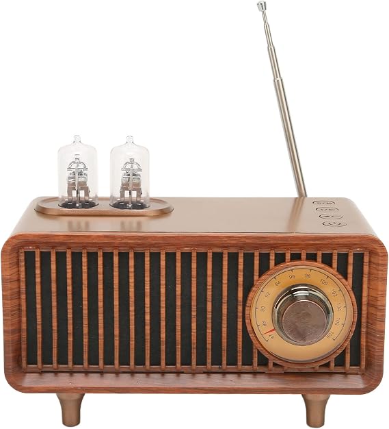 Retro Speaker Vintage Classic Speaker Mini Radio Speaker with LED Light External Ambient Lights Support Memory Card U Disk for PC Laptop(Wood Color)